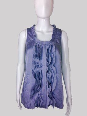 Ann Taylor Loft Petites Vintage Lavender Metallic Sleeveless Ruffle Blouse